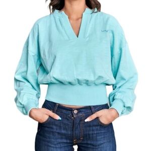 NEW Kimes Ranch Cozy Turquoise V-Neck Sweatshirt